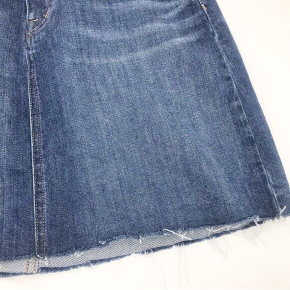J. Crew Mercantile Blue Denim Frayed Raw Edge Factory Distressed Mini Skirt - Picture 8 of 16